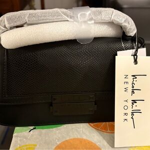 Nicole Miller Black Embossed Clutch